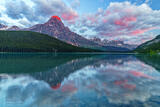 Alpenglow Sunrise on Mount Chephren Reflected in Waterfowl Lakes