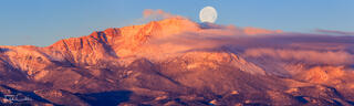 Alpenglow Sunrise & Moonset Panorama