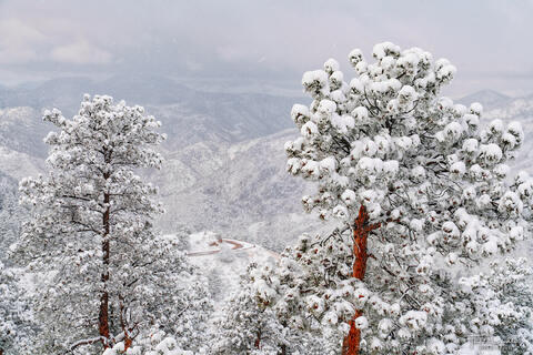 a photo of fresh snow as seen from lookout mountain near buffalo bill's grave