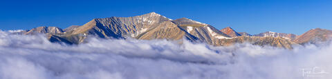 A sea of clouds below fourteener Mount Antero in the Sawatch Range in central Colorado.