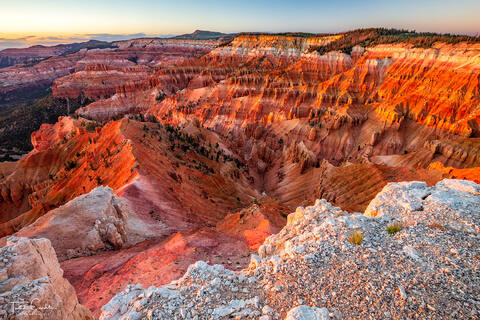 a photo of sunset at cedar breaks in utah