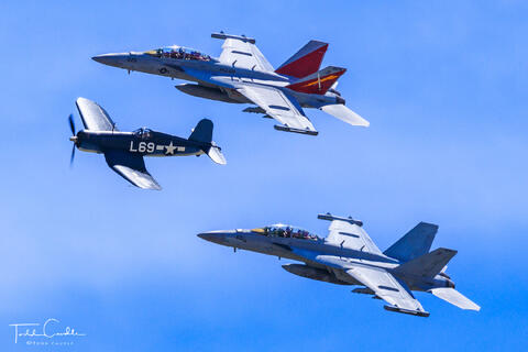 Two EA-18G Growlers with F3A Corsair