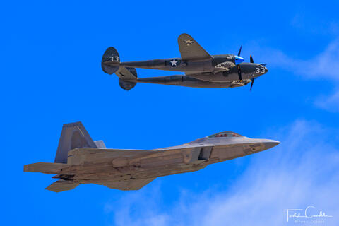 F22 Raptor with P-38 Lightning