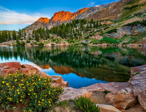 a photo of cecret lake in albion basin in utah