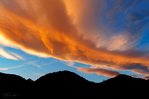 sunset clouds over the front range in golden colorado