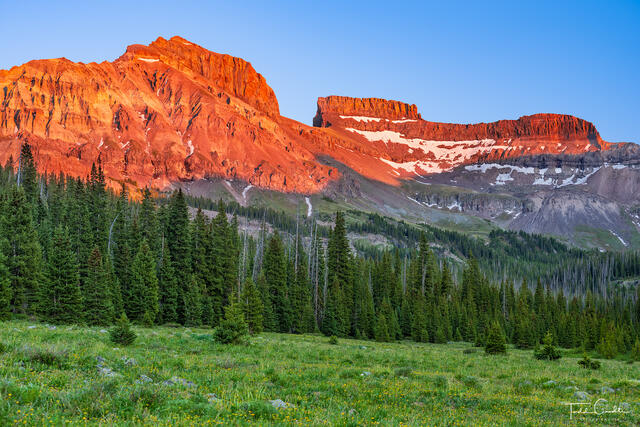Alpenglow Sunset on Redcliff & Coxcomb