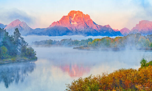 Alpenglow Sunrise at Oxbow Bend (panorama)