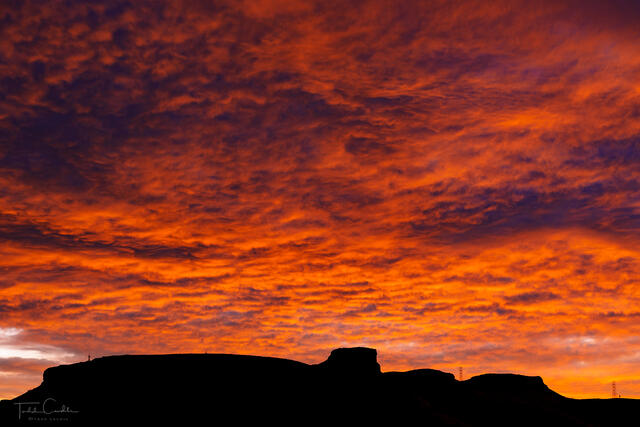 sunrise over castle rock and south table mountain in golden colorado