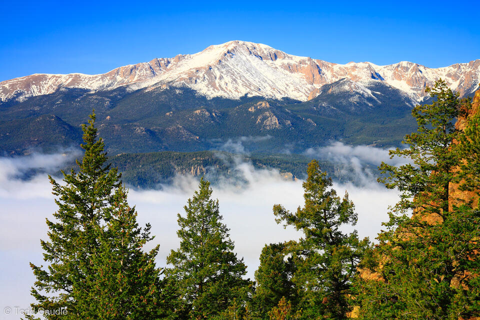 Pikes Peak Rising Above the Clouds print