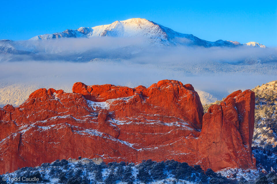 Fresh Snow and Clouds at Sunrise print