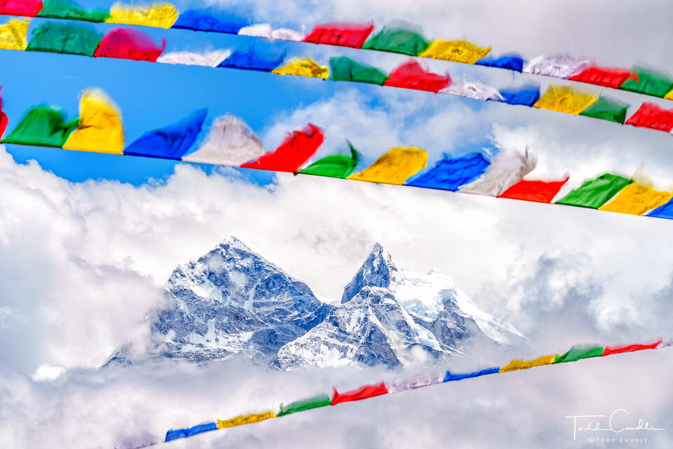 Kangtega Prayer Flag Frame print