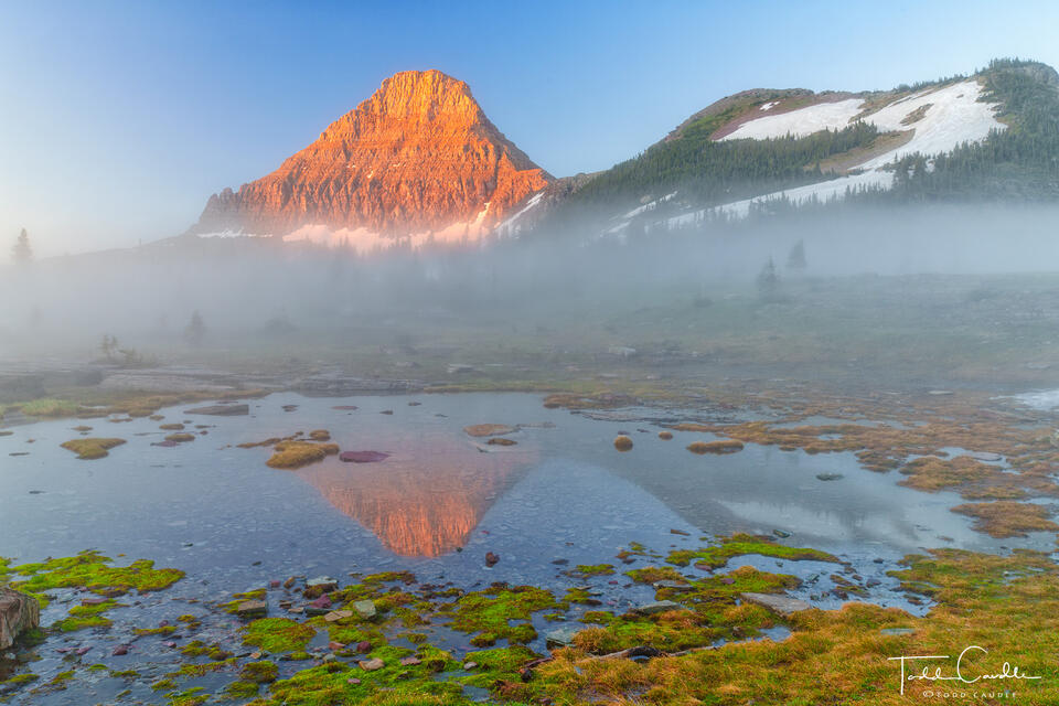 Reynolds Mountain Foggy Sunrise Reflection print