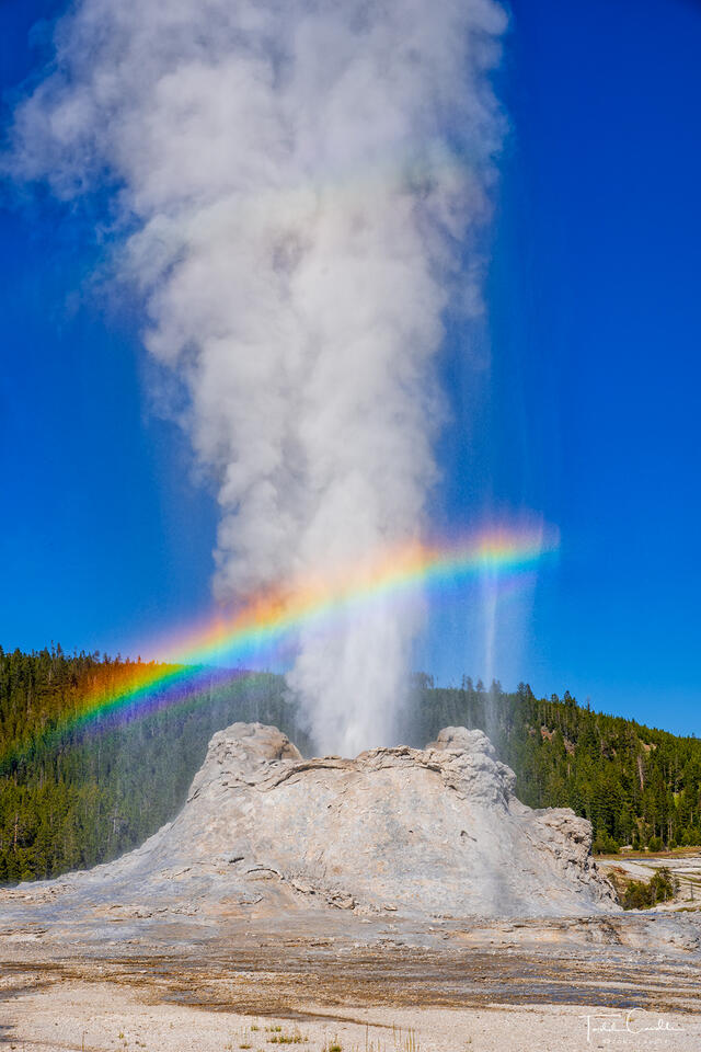 Castle Geyser Steam Rainbow Curtain print