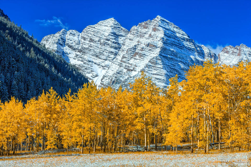 Maroon Bells Autumn Snow #3 print