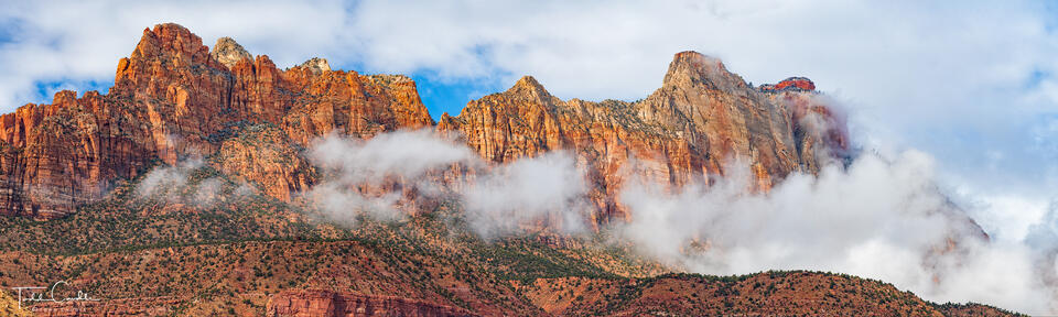 West Temple Clearing Clouds (Panorama) print