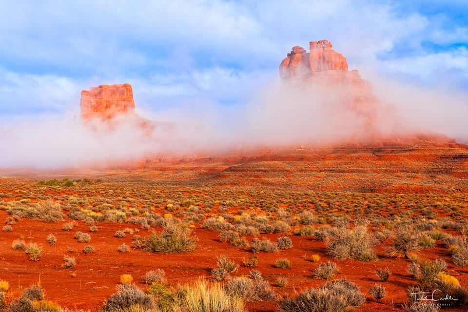 Two Buttes & Morning Fog print