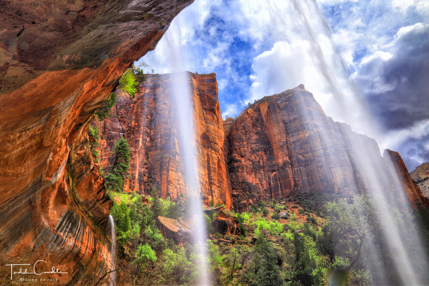 A rainy stretch of weather in April leads to pop-up waterfalls in Zion Canyon.