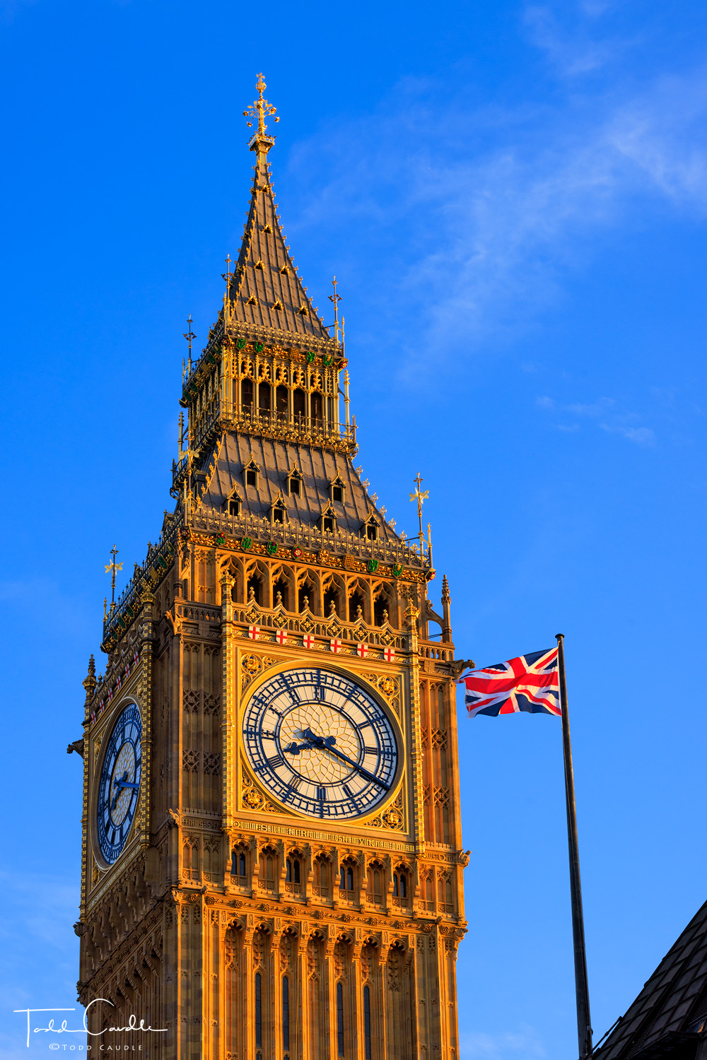 Elizabeth Tower, which houses the famous Big Ben bell, stands tall at the British Houses of Parliament building in London.