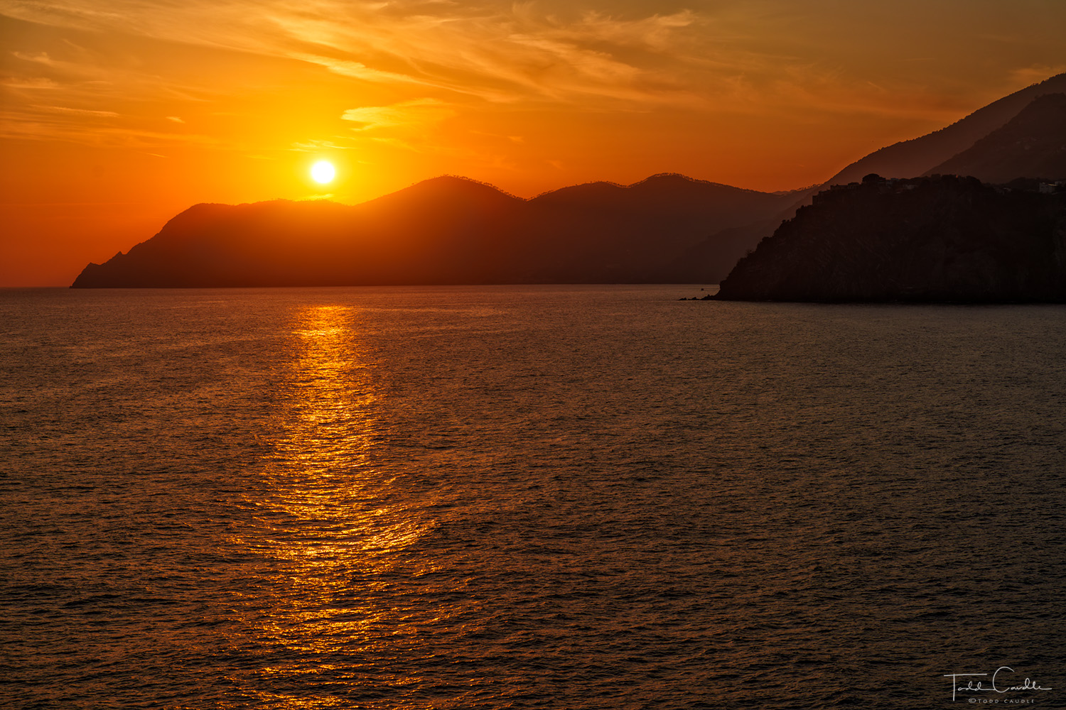 Manarola Sunset Seascape The sun sets over the Ligurian Sea, as seen from Manarola.