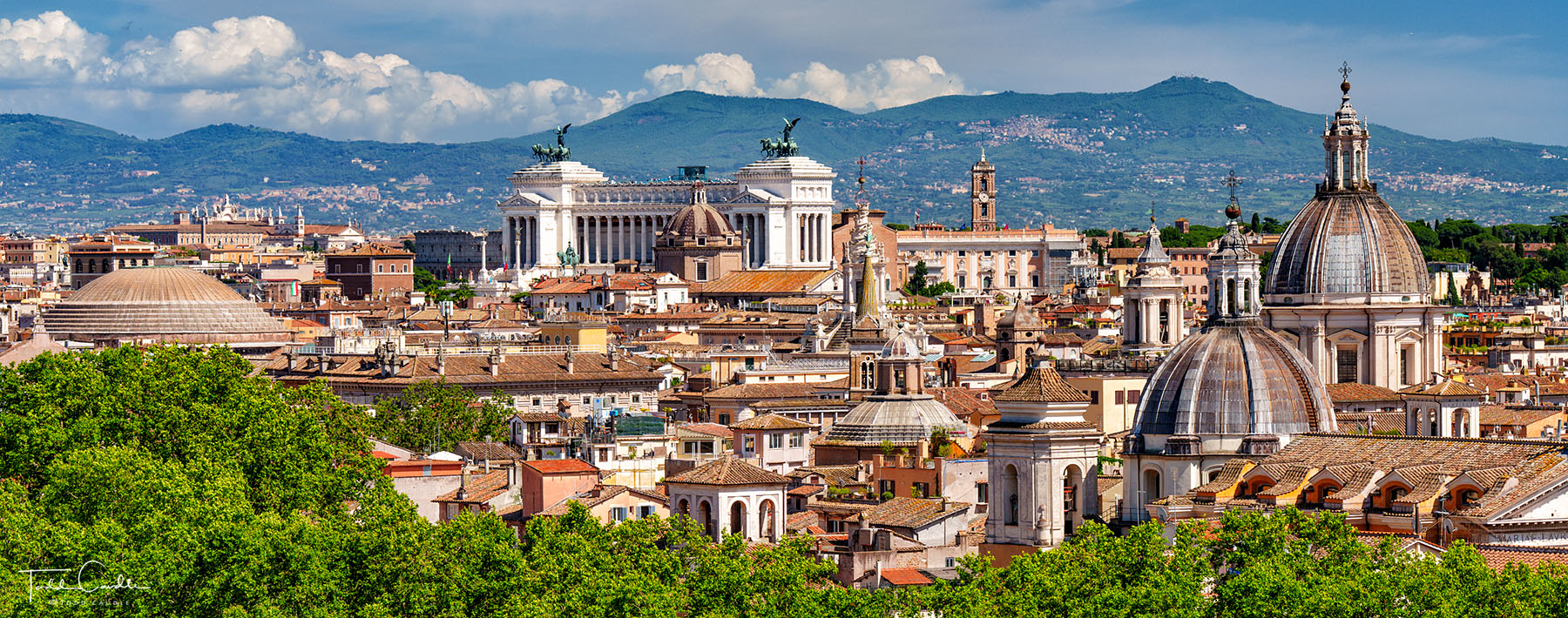 Rooftop Panorama From the roof of Castel Sant'Angelo, an old military fortress in the heart of Rome along the Tibre River, one can see just a...