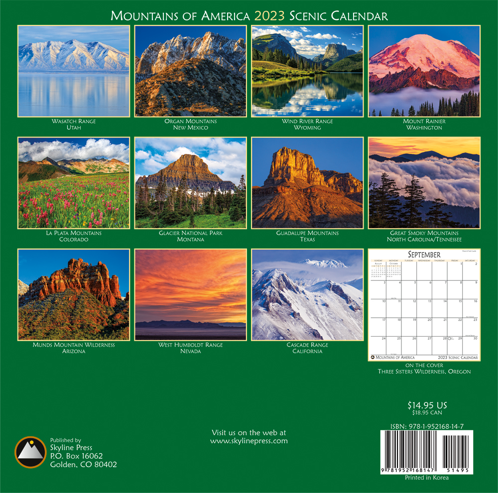 Mountains Of America 2023 Wall Calendar | Skyline Press